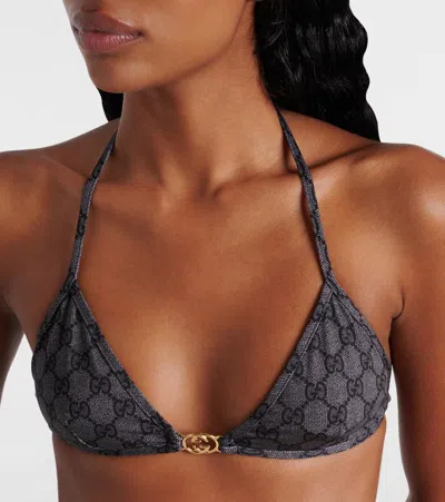 Gucci Gg Pattern Halter Neck Triangle Top Swimsuit