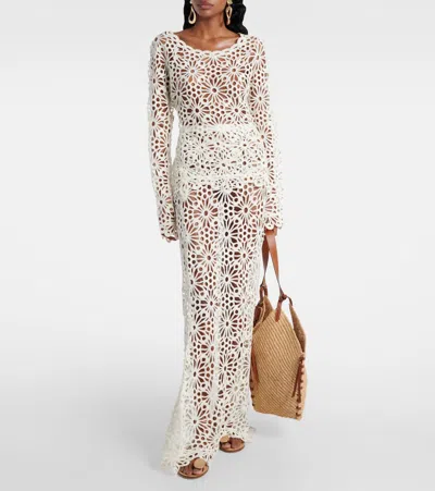 Norma Kamali Obie Floral-lace Maxi Skirt In White