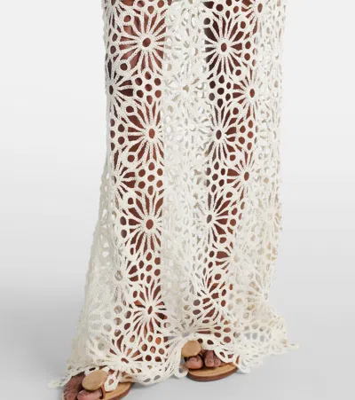 Norma Kamali Obie Floral-lace Maxi Skirt In White