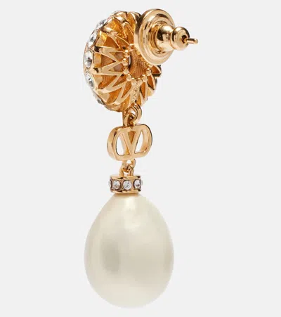 Valentino Garavani Vlogo Signature Pearl Earrings In Blue