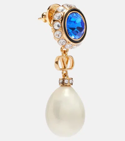 Valentino Garavani Vlogo Signature Pearl Earrings In Blue