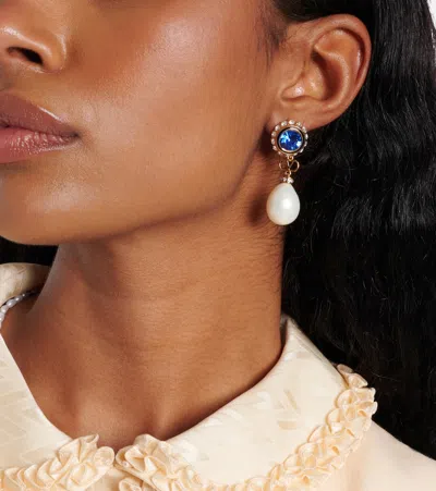 Valentino Garavani Vlogo Signature Pearl Earrings In Blue