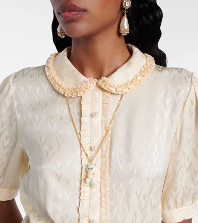 Valentino Garavani Multicolor Nylon And Metal Le Chat De La Maison Necklace In Gold