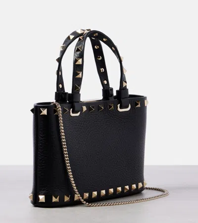 Valentino Garavani Rockstud Mini Shopping Bag In Grainy Calfskin Woman Black Uni