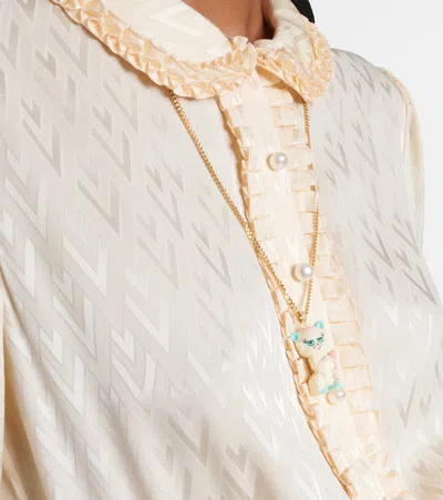 Valentino Garavani Multicolor Nylon And Metal Le Chat De La Maison Necklace In Gold