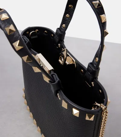 Valentino Garavani Rockstud Mini Shopping Bag In Grainy Calfskin Woman Black Uni