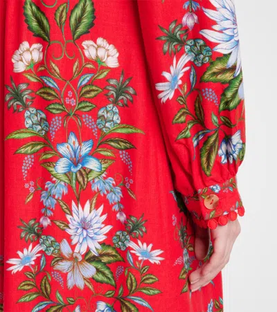 Farm Rio Red Sweet Bloom Bouquet Lenzing Ecovero Euroflax Midi Dress