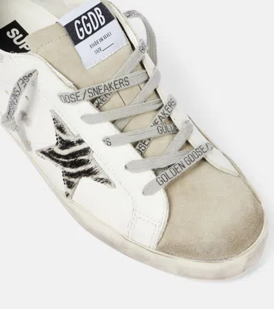 Golden Goose Superstar White Low Top Sneakers With Glittered Star Patch And Laminated Heel With Logo Lettering In In Neutral