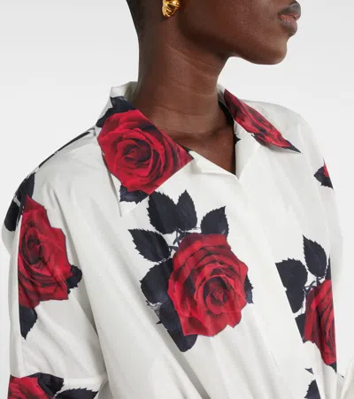 Norma Kamali Oversized Boyfriend Floral-print Shell Gown In White