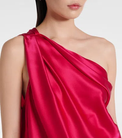 真丝缎布垂褶单肩上衣