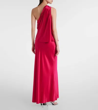 真丝缎布垂褶单肩上衣