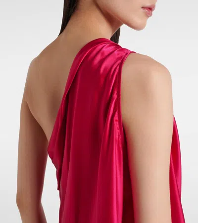 真丝缎布垂褶单肩上衣