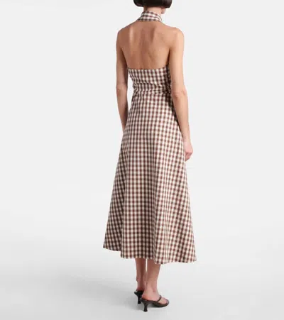 Veronica Beard Mackey Button-front Gingham Midi Dress In Neutral