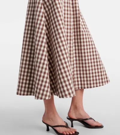 Veronica Beard Mackey Button-front Gingham Midi Dress In Neutral