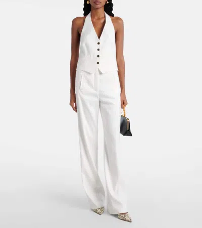 Veronica Beard Arabella Halterneck Linen-blend Vest