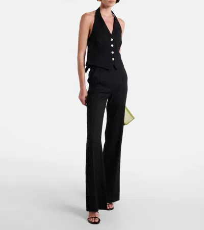 Veronica Beard Komi High-rise Linen-blend Flared Pants In Black