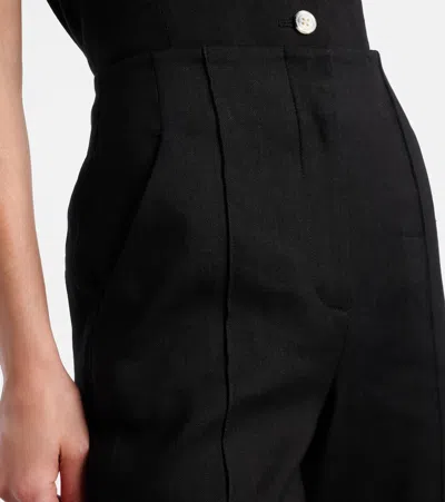 Veronica Beard Komi High-rise Linen-blend Flared Pants In Black