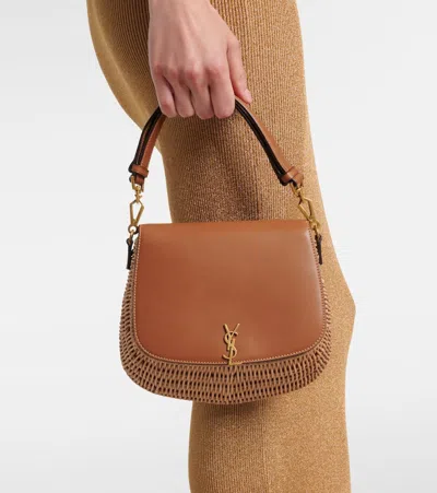 Saint Laurent Voltaire Mini Ysl Top-handle Bag In Bamboo And Calfskin