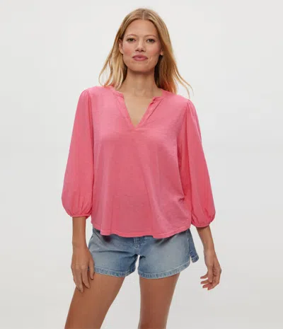 Michael Stars Gabi Puff Sleeve Top In Zinnia In Pink