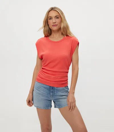 Michael Stars Joni Power Shoulder Tee In Red