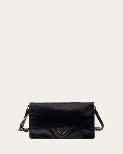 Prada Medium Soft Leather Shoulder Bag In Black