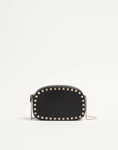 Valentino Borsa A Tracolla Rockstud In Pelle Nera Donna
