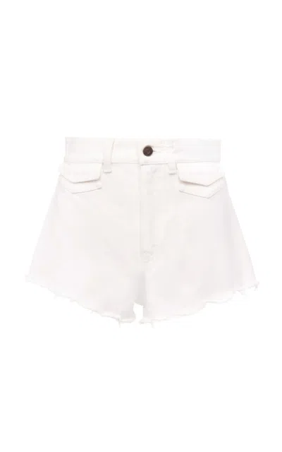 Chloé Casual Denim Shorts Featuring Frayed Hem In White