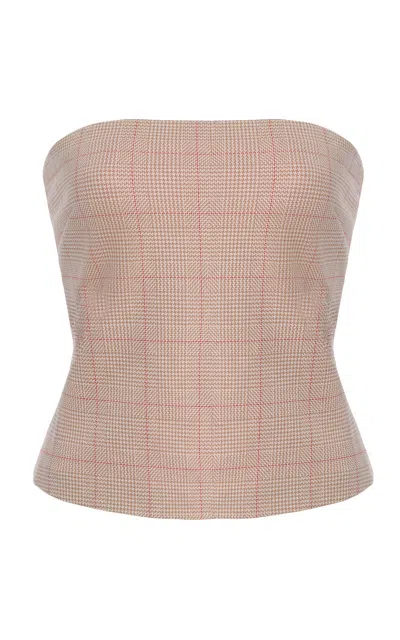 Rosetta Getty Plaid Jacquard Bandeau Top In Neutrals