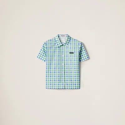 Miu Miu Gingham Check Poplin Shirt In Multi