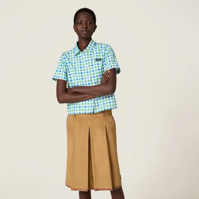 Miu Miu Gingham Check Poplin Shirt In Multi