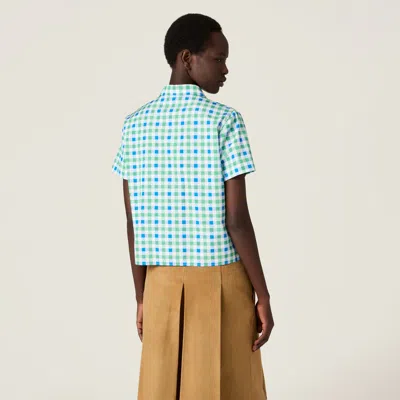 Miu Miu Gingham Check Poplin Shirt In Multi