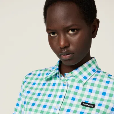 Miu Miu Gingham Check Poplin Shirt In Multi