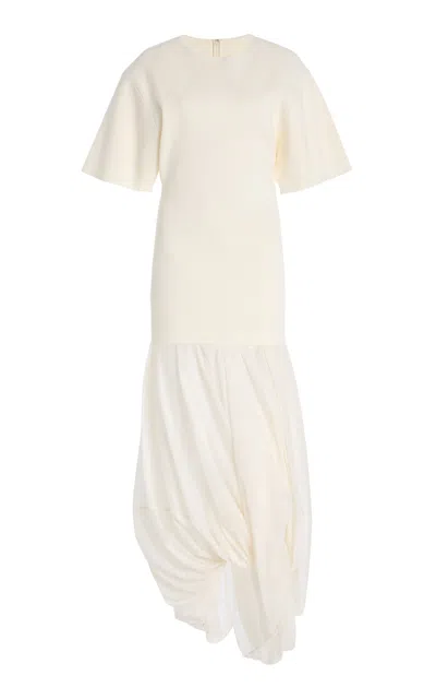 Totême Viscose Blend Cocoon Midi Dress In White