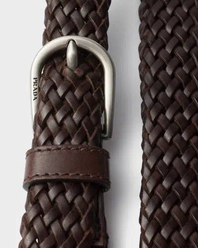 Prada Narrow Braided Leather Belt