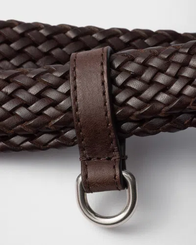 Prada Narrow Braided Leather Belt