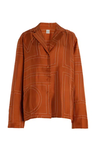 Totême Toteme Women Monogram Silk Shirt In Orange