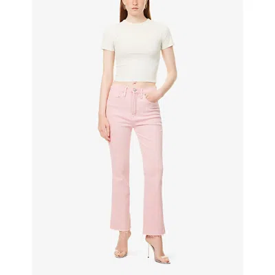 Good American Womens Good Standard Flared-leg High-rise Stretch-denim Jeans Flamingo003 In Pink