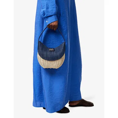 Rodo Womens Laurelle Willow Denim And Woven Shoulder Bag Denim/light Weave