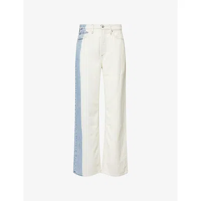 Rag & Bone Featherweight Logan Mid Rise Wide Leg Pants In Bleach Stripe