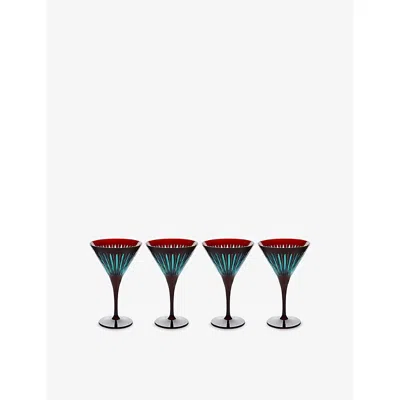 L'objet Prism Set Of 4 Martini Glasses In Bordeaux