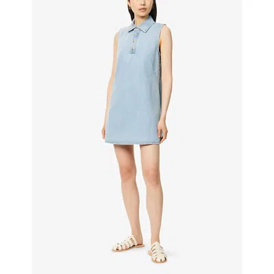 Frame The City Shift Denim Dress In Blue