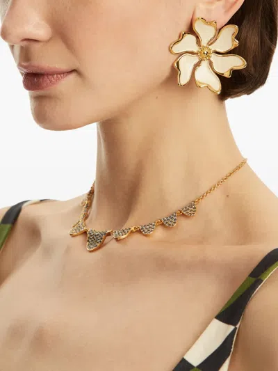 Oscar De La Renta Large Cherry Blossoms Clip-on Earrings In White