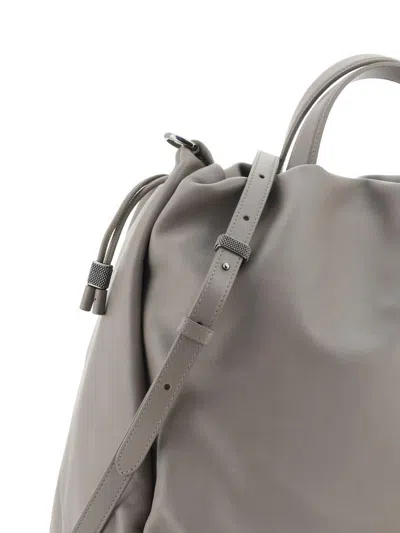 Brunello Cucinelli Mellow Large Tote Bag In Gray