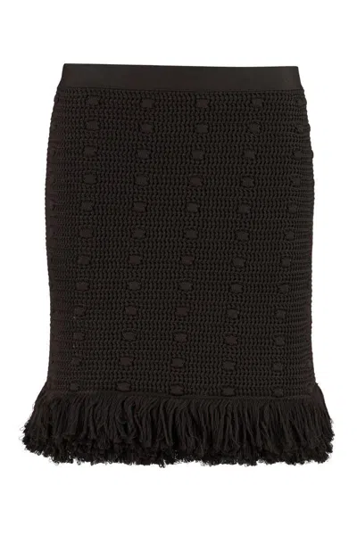 Bottega Veneta Knit Skirt With Fringed Hemline And Crochet Motif