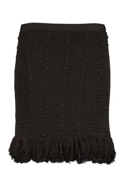Bottega Veneta Knit Skirt With Fringed Hemline And Crochet Motif
