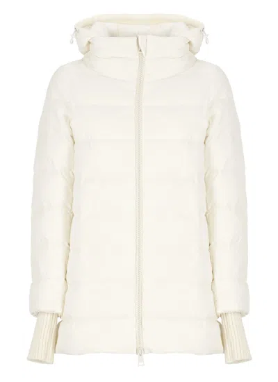 Herno White Down Jacket With Drawstring Hood In Tech Fabric Woman In White