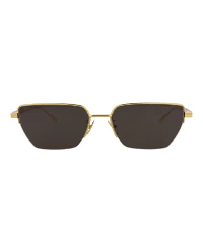 Pre-owned Bottega Veneta Squareframe Metal Sunglasses In Gold Gold Grey (bv1107s/30011010/004) In Multi