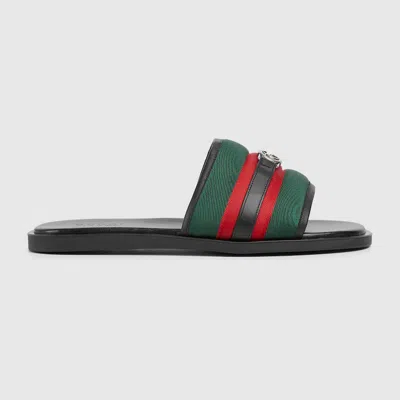 Gucci Men Gg Motif Slider Sandals In White