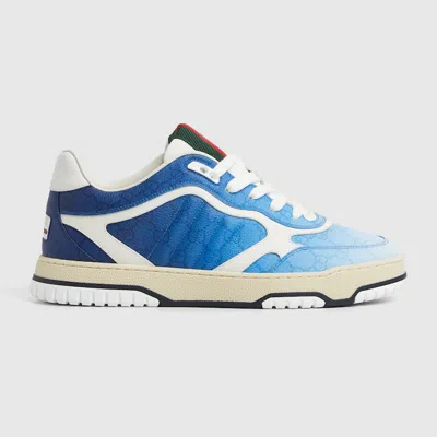 Gucci Canvas Sneakers With Printed Design And Contrast Panels In Blue