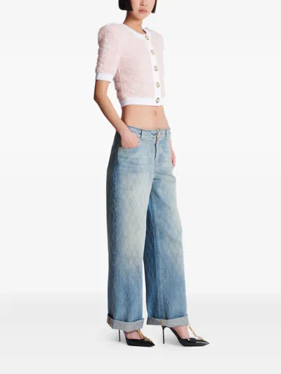 Balmain Short-sleeved Knit Cardigan In Multi